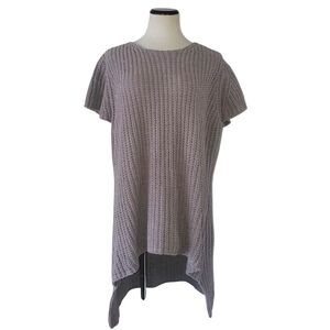 🔥POL Grey High‎ Low Open Knit Open Back Chenille Lagenlook Slouchy Sweater SZ M